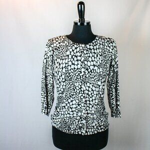 Joseph A Cardigan Sweater Black White Size…